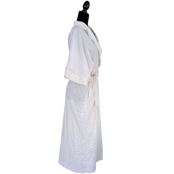 Miss Elaine Full Length White Eyelet Lace Robe Intimates Size L - Picture 2 of 9